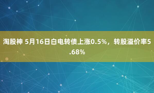 淘股神 5月16日白电转债上涨0.5%，转股溢价率5.68%